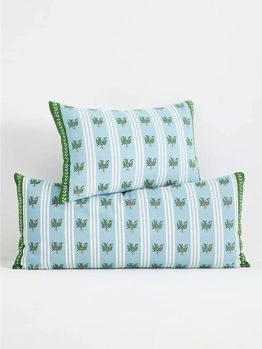 Anthropologie Tess Cotton Screen Printed Floral Striped Pillow